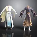 Men's Traditional Robes With Different Styles And Flowing Sashes On Mannequins