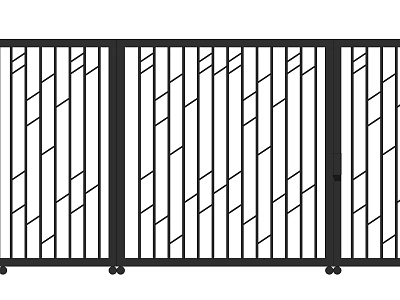 Black Metal Fence With Diagonal Stripes For Outdoor Security And Decoration 3d model