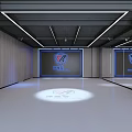 Modern Fitness Gym Interior With Open Workout Space And Brand Logo Lighting Design