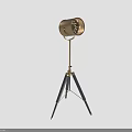 Modern Floor Lamp With Tripod Base Perforated Shade And Black Metal Legs