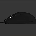 Black Wired Computer Mouse With Ergonomic Design And White Logo 3d model