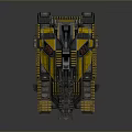 Futuristic Yellow And Blue Armored Tank With Advanced Turret And Track Details
