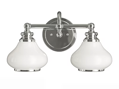 Modern Two Light Wall Sconce With White Shades And Chrome Finish 3d model