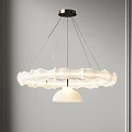 Modern White Chandelier With Wavy Design And Metal Frame Small Shade