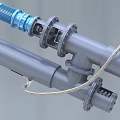 Industrial Equipment Featuring Metal Pipes Blue Motor Flange Connections And Flexible Hose
