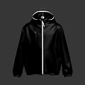 Black Hooded Jacket With Full Zipper And Front Pockets As Daily Living Essential