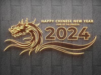 Golden Dragon Themed Decorative Lights for 2024 Chinese New Year Celebration 3d model