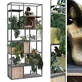 Garden Decorative Shelf With Multi Tiered Design Assorted Green Plants And Decorative Items