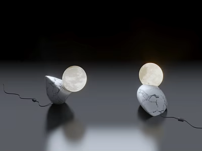 Modern Minimalist Floor Lamp With Moon Shaped Light And Stone Base Design 3d model
