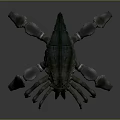 Red Eyed Armored Mythical Creature With Multiple Legs And Spiked Carapace Design