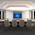 Modern Spacious Conference Room Interior With Long Meeting Table Comfortable Office Chairs And Large Screen