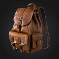 Classic Vintage Leather Backpack With Multiple Pockets And Metal Buckles