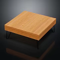 Wooden Square Coffee Table With Black Thin Legs And Wood Grain Surface