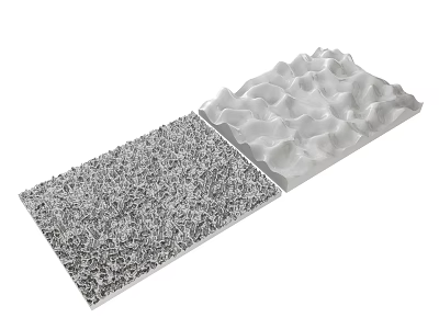 Sculptural Carving with Gray Granular Texture and White Wavy Design Elements 3d model
