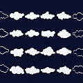 Neatly Arranged Wall Decor With White And Black Cloud Patterns On Dark Blue Background