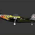 Space Themed Green Model Aircraft With Checkered Wings And Colorful Nose