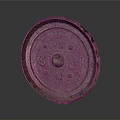 Ancient Bronze Mirror With Intricate Carvings And Circular Design Patina