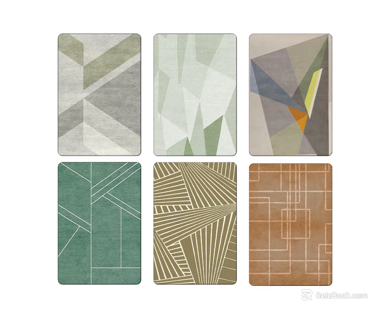 Modern Square Rugs with Geometric Patterns and Abstract Designs in Various Colors 3d model