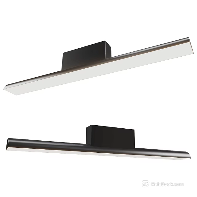 Modern Minimalist LED Ceiling Light With Black Rectangular Base And White Luminous Strip Design 3d model 