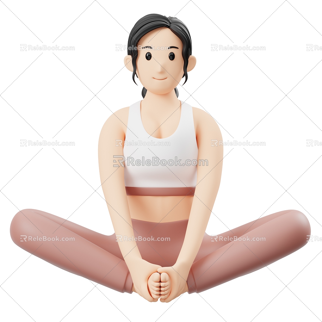 Modern Do Yoga Fitness Woman Cartoon Woman 3d model