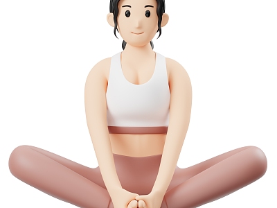 Modern Do Yoga Fitness Woman Cartoon Woman 3d model