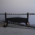 Traditional Samurai Sword And Chain Whip Weapon Display With Wooden Stand And Ornate Handle