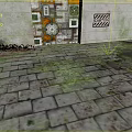 Abandoned Scene With Weathered Ground Wall Signs Graffiti And Warning Sign