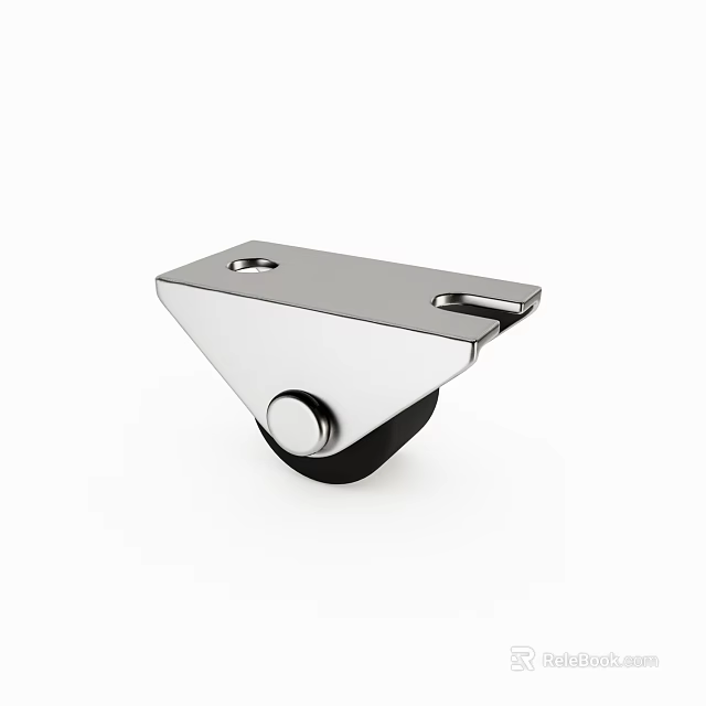 Stainless Steel Caster Wheel With Mounting Holes And Black Rubber Tire 3d model 