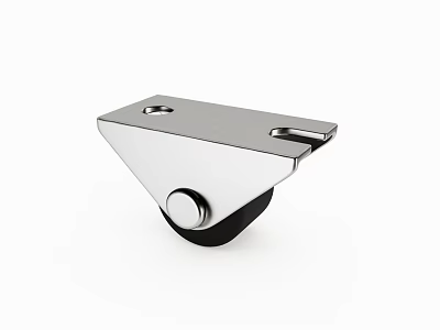 Stainless Steel Caster Wheel With Mounting Holes And Black Rubber Tire 3d model