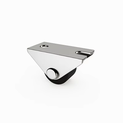 Stainless Steel Caster Wheel With Mounting Holes And Black Rubber Tire 3d model