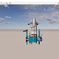 Industrial Equipment With Blue Support Frame Silver Cylindrical Tank Control Handles And Pipes