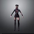 Stylized Female 3D Character Model With Uniform Hat Dark Top Shorts And Boots