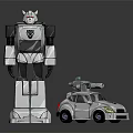 Silver Robot Character And Car Vehicle Model With Mechanical Design Features 3d model