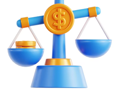 Stylish Decorative Ornament Set with Blue Balance Scale and Golden Dollar Coin 3d model
