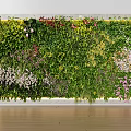 Beautiful Hanging Basket Plants Decorating Vertical Garden Wall With Various Green Plants And Colorful Flowers