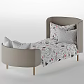 Cute Kids Bed With Animal Print Bedding And Polka Dot Pillows