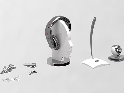 Modern Headphones and Speakers with Wireless Connectivity and High Definition Sound Quality 3d model