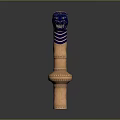 Intricate Sculpture Carving with Blue Elephant Heads and Gold Decorative Column