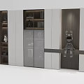Modern Wine Cabinet Design With Glass Display Doors And Wooden Shelves For Wine Storage