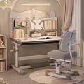 Adjustable Study Desk With Bookshelf And Ergonomic Chair For Home Office