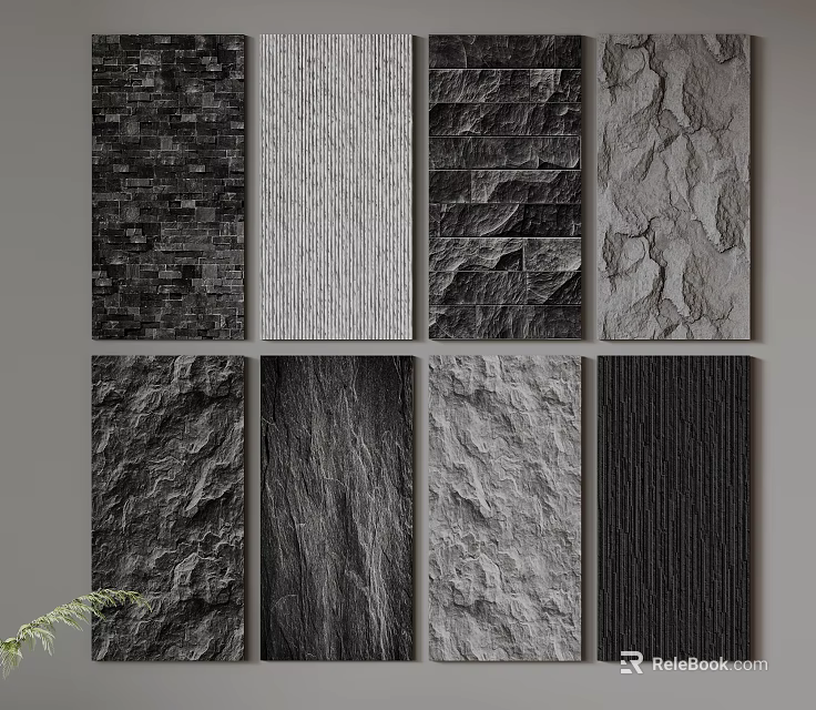 Wall Panels With Various Textures Finishes And Neutral Colors For Modern Interiors 3d model 