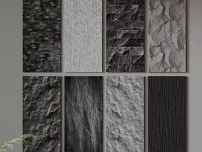 Wall Panels With Various Textures Finishes And Neutral Colors For Modern Interiors 3d model