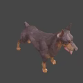 Low Poly Doberman 3D Model In Standing Pose With Tongue Out