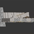 Contemporary White Textured Stone Architectural Structure With Steps And Platform Design