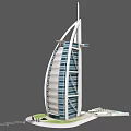 Iconic Sail Shaped Luxury Hotel Building With Glass Facade And Lawn Area