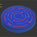 Modern Blue Circular Tray With Red Circular Lines And Smooth Surface Design 3d model