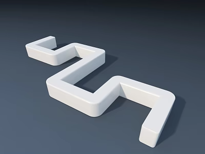 White Modern Geometric Public Chair With Z Shaped Design For Urban Spaces 3d model