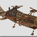 Steampunk Cosmic Spacecraft With Intricate Mechanical Design Brass Propellers And Decorative Elements 3d model