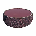 Modern Round Woven Coffee Table With Brown Flat Top And Textured Base Design 3d model