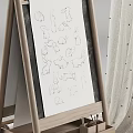 Decorative Ornament Set with Polka Dot Canopy Wooden Easel Heart Mobile Stuffed Basket Kangaroo Toy